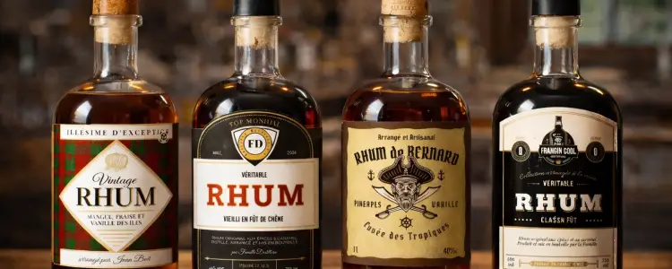 Nieuwe modellen van gepersonaliseerde etiketten voor rumflessen