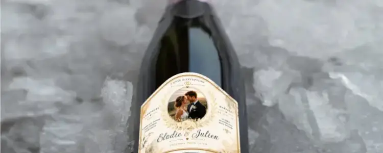 Etiqueta de boda personalizada con foto: realce sus botellas de champán y crémant