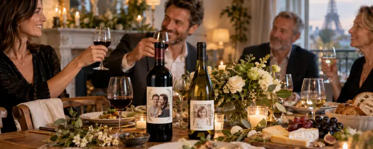 Personalized wine label with photo and text