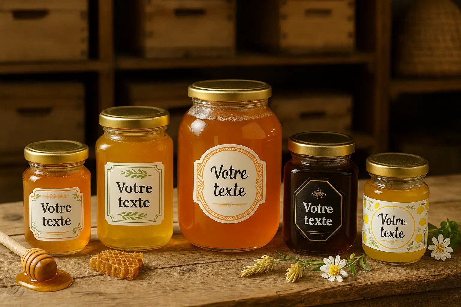 Étiquette personnalisée pour pot de miel artisanal