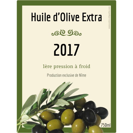 Étiquette personnalisée huile d'olive modèle olive