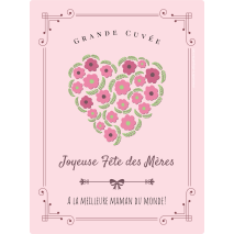 Étiquette personnalisée modèle fête des mères cœur en fleur