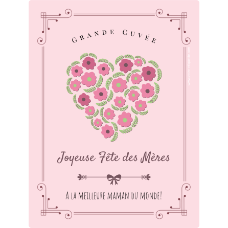 Étiquette personnalisée modèle fête des mères cœur en fleur