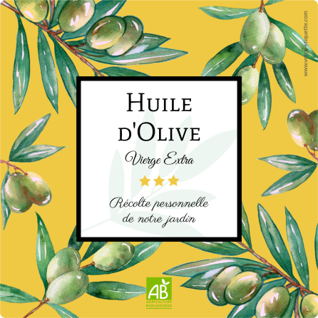 Étiquette autocollante personnalisée huile d'olive pastel