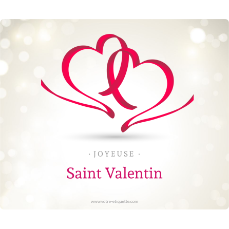 Étiquette personnalisée autocollante modèle Saint Valentin ruban