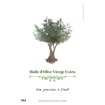 Étiquette personnalisée huile d'olive modèle arbre