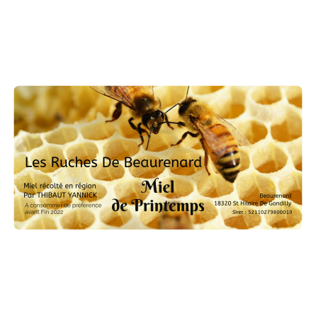 Étiquette autocollante personnalisée miel de printemps avec abeilles