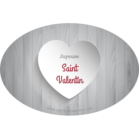 Étiquette personnalisée autocollante modèle Saint Valentin ovale grise