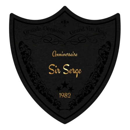 Étiquette personnalisée autocollante Sir Serge Noir et Or