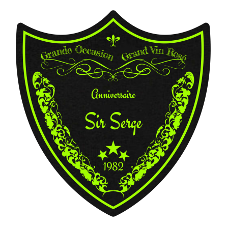 Étiquette personnalisée autocollante Sir Serge Noir et vert fluo