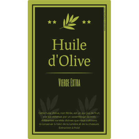 Étiquette autocollante personnalisée huile d'olive vert