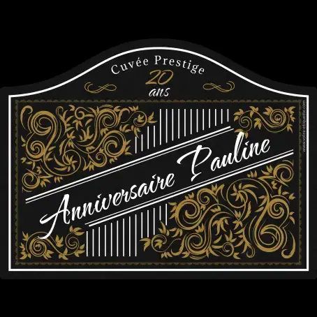 Étiquette personnlisée pour anniversaire sur papier noir mat