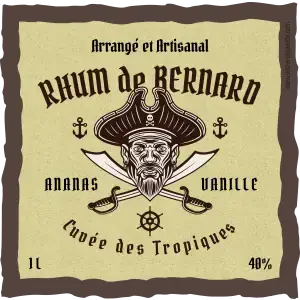 Custom rum label handcrafted pirate-style design