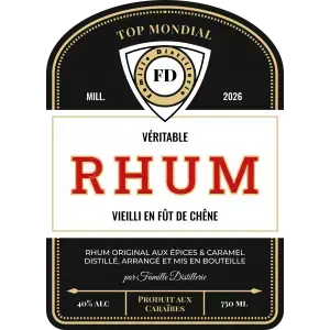 Custom rum label modern design for a bold look