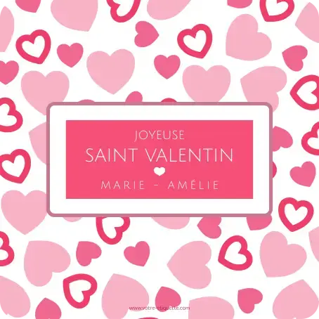 Etiqueta personalizada modelo corazón rosa San Valentín