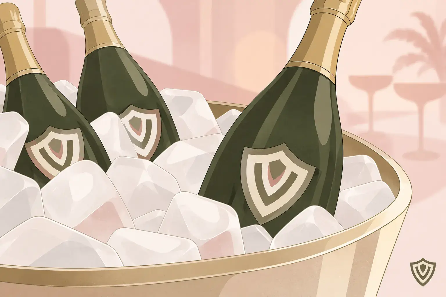 Deux bouteilles de champagne déposées dans un seau à glace.