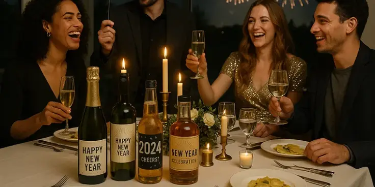 Personalisierte etiketten für neujahr