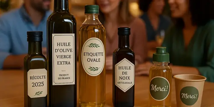 Personalisierte etiketten für öle