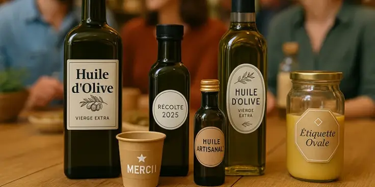 Etiquetas personalizadas para botellas de aceite de oliva (artesanal, prémium, gourmet)