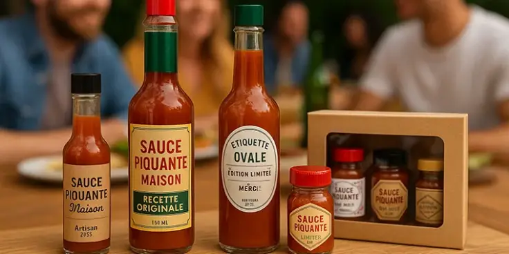 Personalisierte etiketten für tabasco