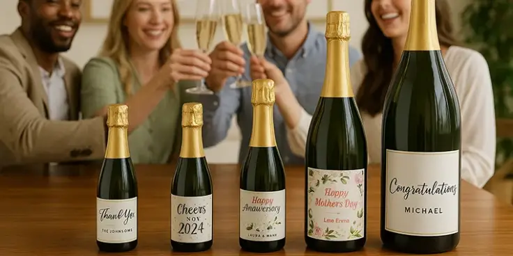 Gepersonaliseerde etiketten voor champagneflessen