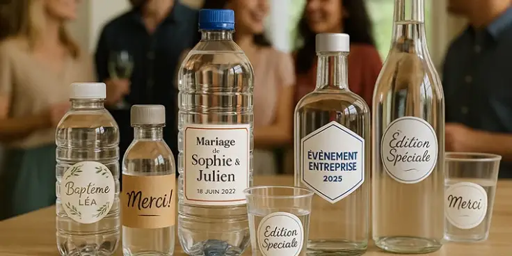 &Eacute;tiquettes personnalis&eacute;es pour bouteilles d'eau