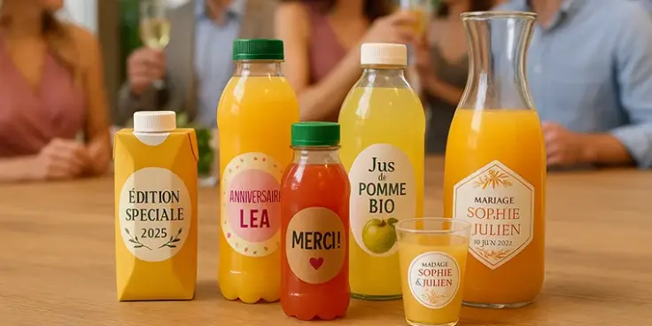 Personalisierte etiketten f&uuml;r fruchts&auml;fte