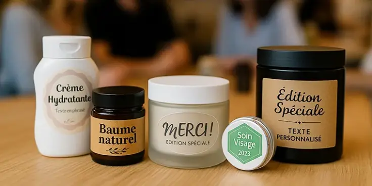 &Eacute;tiquettes personnalis&eacute;es pour pots et cr&egrave;mes