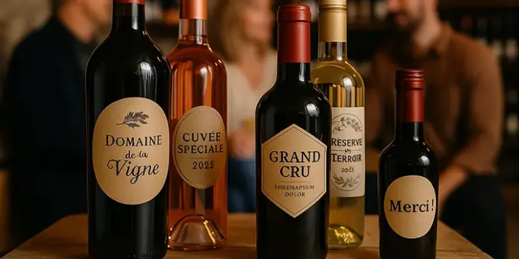 Personalisierte etiketten für weinbau