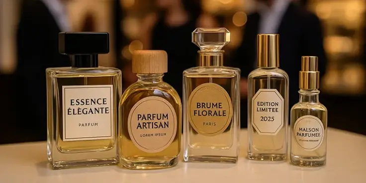 Personalisierte etiketten für parfumerie