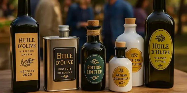 Personalisierte etiketten für den olivenanbau