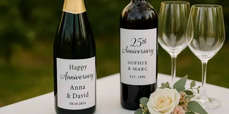 Custom labels for wedding anniversary
