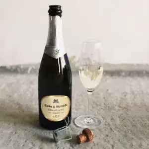 Elegant and refined personalized wedding champagne label