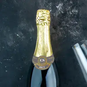 Personalisierte hochzeitsetikette, champagner-kragen in silber