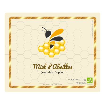 Self adhesive label organic honey