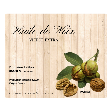 Personalized sticker label walnut oil wood
