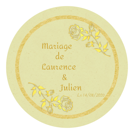 Personalized vegetable round gold wedding label