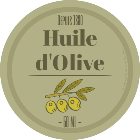 Custom self-adhesive label round olive oil