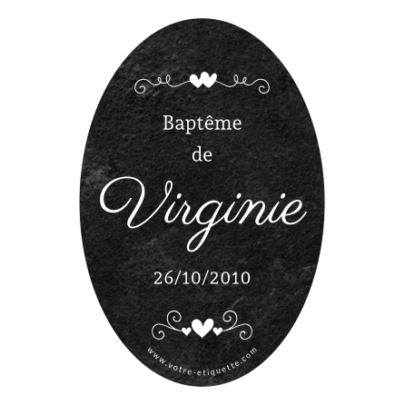 Personalized self-adhesive slate oval baptism label