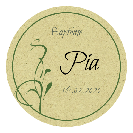 Self-adhesive personalized label baptism simple organic paper