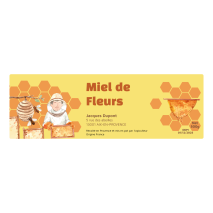 Personalized flower honey sticker with watercolor design