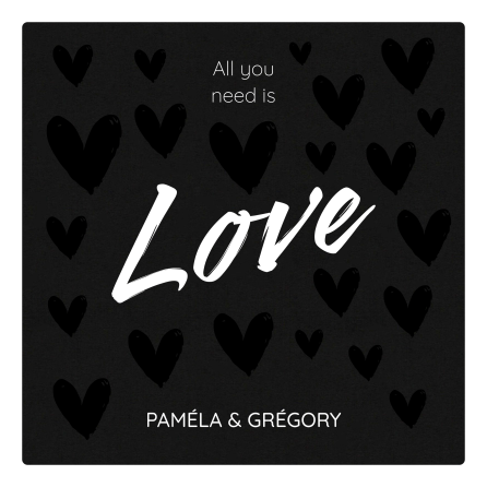 Personalized matte black sticker label for wedding and love