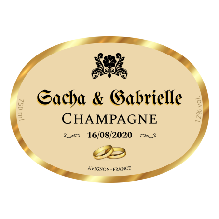 Personalized label sticker template oval champagne