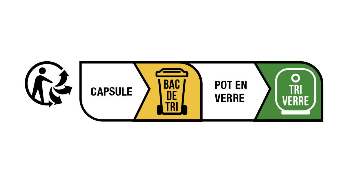 Personalized selfadhesive label with triman logo and sorting glass jar