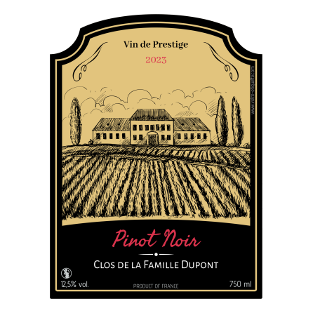 Personalized archway sticker label with vineyard