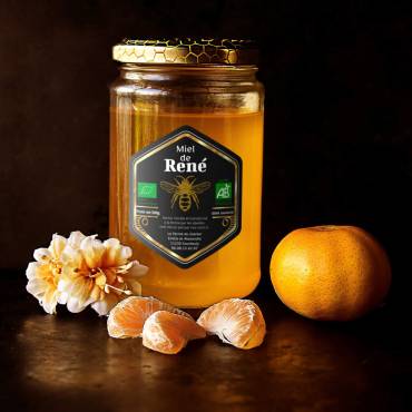 Étiquette noire autocollante personnalisée miel hexagone 500g