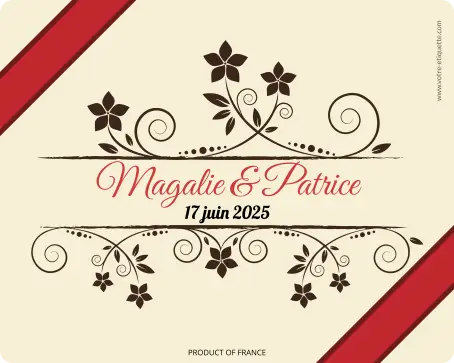 Étiquette autocollante personnalisée mariage floral