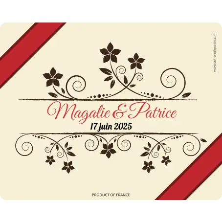 Étiquette autocollante personnalisée mariage floral