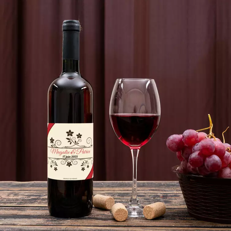 Étiquette autocollante personnalisée mariage floral