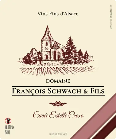 Personalized alsace wine label – domaine françois schwach & fils, traditional design